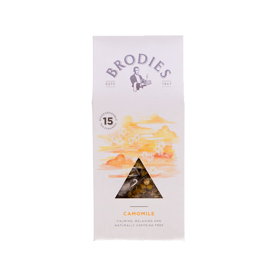 Produktbild: Brodies Tee Kamille, Tee-Pyramide, Karton mit 15 Pyramiden